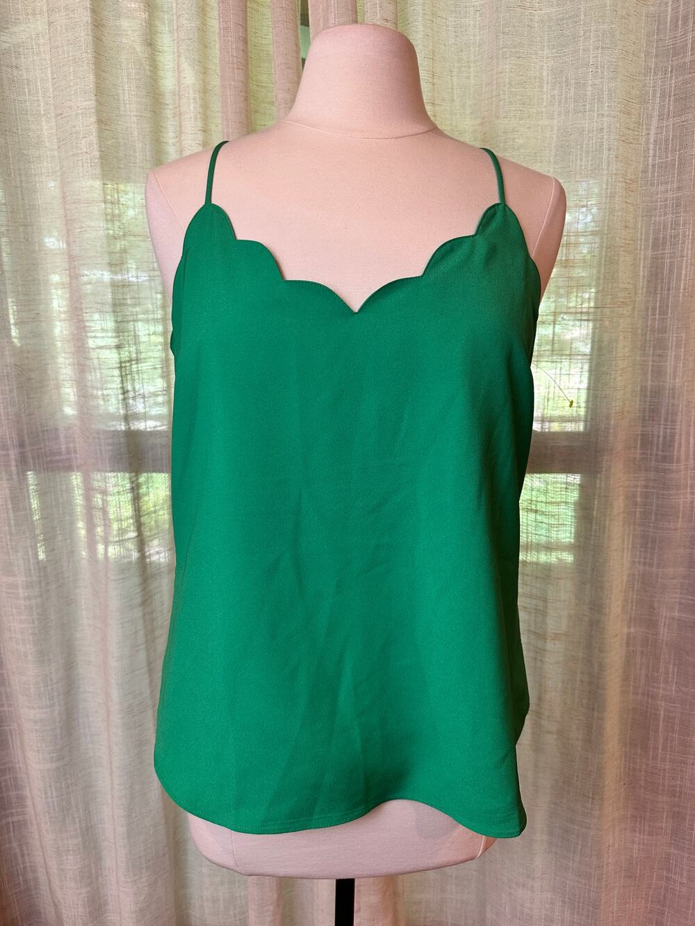 J.Crew Scalloped Cami Tank Top Emerald Green NWT Size 10